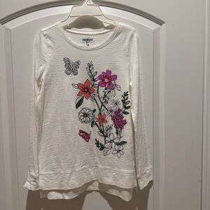 White Oshkosh b'gosh Girls/Junior Size14 Full Sleeve Shirt Cotton Flower Design